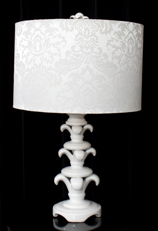 Modern Hollywood Regency Glazed Ceramic Table Lamp (1 of 10)