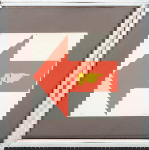 Allan D'Arcangelo "Red Arrow" Serigraph, 1965: Allan D'Arcangelo (American, 1930-1998), "Red Arrow", Serigraph in Colors on Paper, 1965, numbered edition "16/30" lower left, signed and dated lower right, labeled with artist and title to verso, in