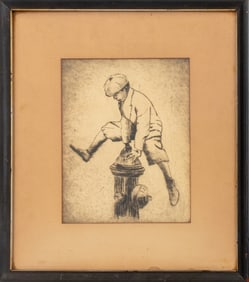 Illegibly Signed "Spring!" Etching