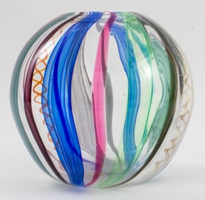 European Studio Glass Round Vase