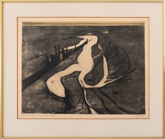 Otto Eglau "Breakwater & Tidal Patterns" Etching