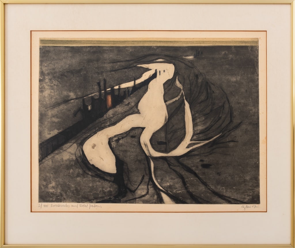 Otto Eglau "Breakwater & Tidal Patterns" Etching (1 of 5)