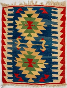Turkish Kilim Rug, 3' 4" x 2' 8"