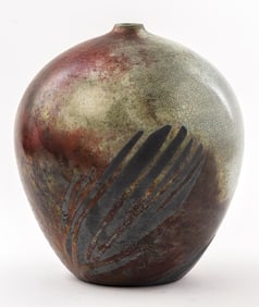 Andrew Berends Raku Art Pottery Vase
