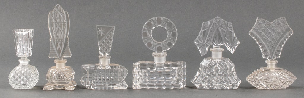 Czech Clear Cut Glass Perfume Bottles, 6 (1 of 5)