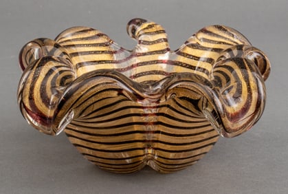 Murano Cordonato D'Oro Art Glass Bowl