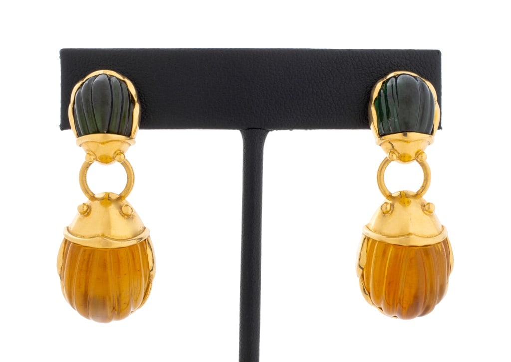 Tiffany & Co. 18K Gold Tourmaline Citrine Earrings (1 of 5)