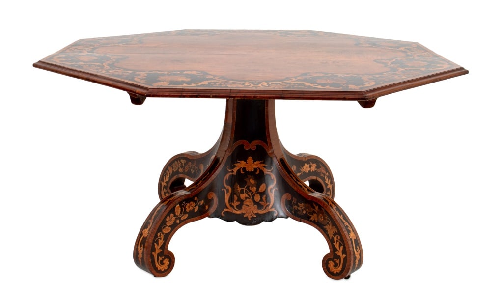 Early Victorian Walnut and Marquetry Center Table (1 of 6)