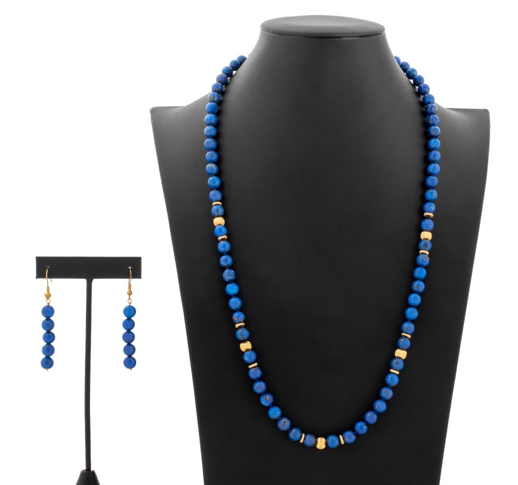 14K Gold Lapis Lazuli & Gold Bead Jewelry Set (1 of 8)
