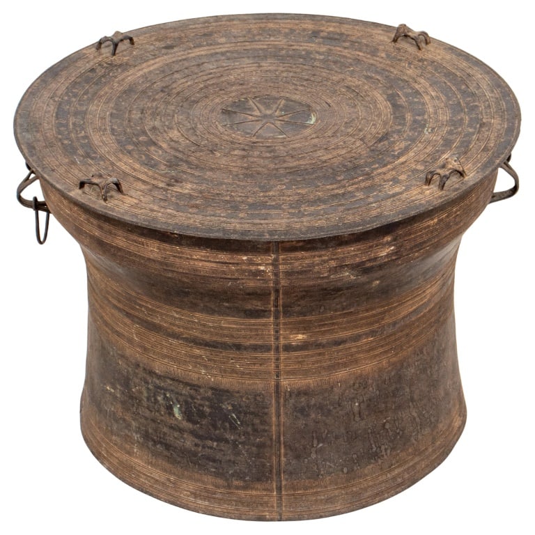 Burmese Bronze Frog Motif Kha Rain Drum (1 of 8)