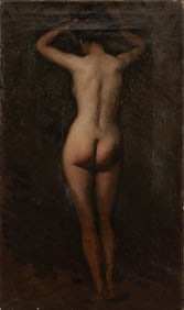 Harvey Emrich Standing Nude Woman Oil on Canvas