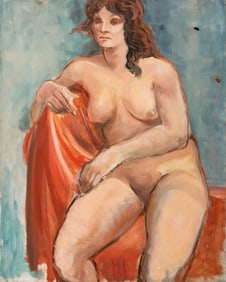 Aimee Kusto Seated Nude Woman Oil on Canvas