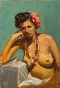 Larry Newquist Seated Nude Woman Oil on Canvas