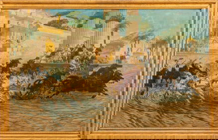 Ben-Hur Chariot Race Giclee on Canvas, ca. 1920