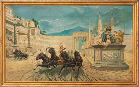 Ben-Hur Chariot Race Giclee on Canvas, ca. 1920