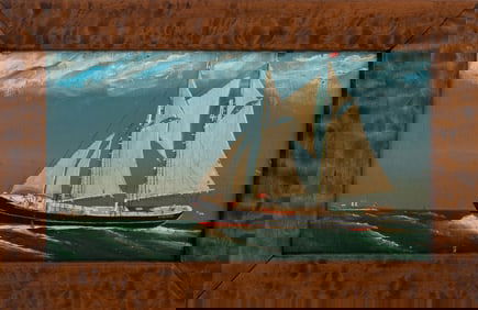 American Naive School Bluenose Schooner Oil