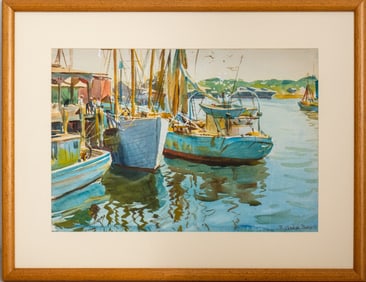Rutledge Bate Harbor Landscape Watercolor