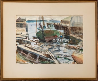 Rutledge Bate "Anchors Away" Watercolor