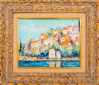 Hiro Riverside Village Landscape Oil on Canvas