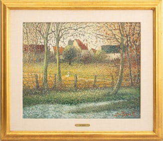 Jan Bonal Farm Landscape Scene Oil on Canvas