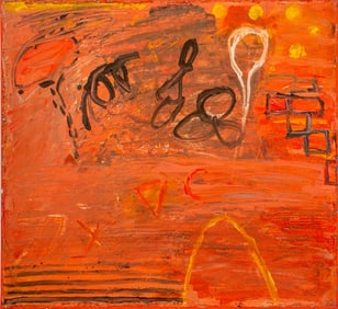 Elfi Schuselka "Red Coda" Oil on Canvas