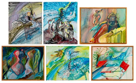 Eva Bouzard-Hui Abstract Compositions Acrylics, 6