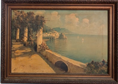 Emilio Pasini Amalfi Coast Oil on Canvas