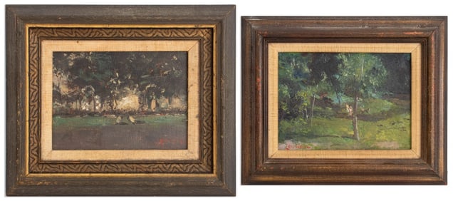 Bernard Lennon Park Landscape Oil on Masonite, 2