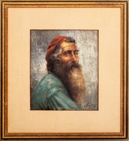 Raffaele Frigerio Portrait of Man Oil on Board