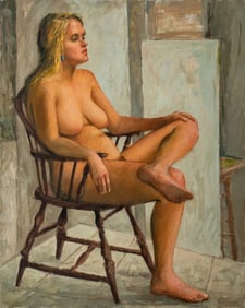 Ralph Clark Seated Nude Woman Oil on Canvas