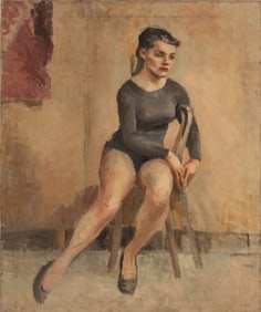 Jackie Magee Seated Female Figure Oil on Canvas