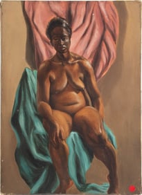 Antero Querze Seated Nude Woman Oil on Canvas