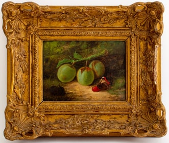 Illegibly Signed Still Life Scene Oil on Canvas