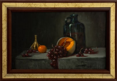 Annette Lombard Melon & Grapes Oil on Canvas