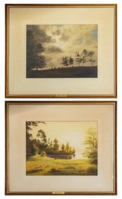 Mariano Ortuzar Landscape Scene Watercolors, 2