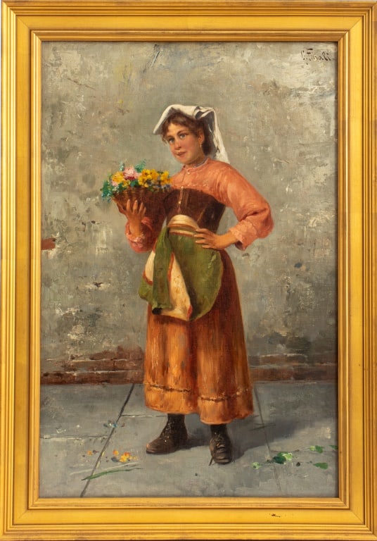 G. Finoli Flower Seller Oil on Canvas Board (1 of 7)
