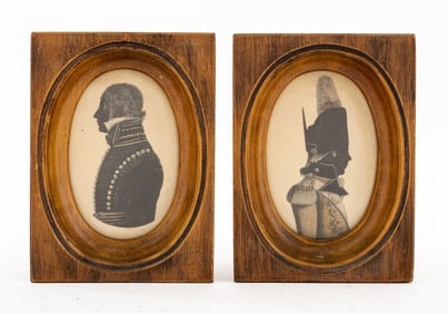 Colonial Style Silhouette Prints on Paper, 2