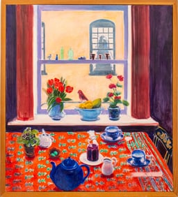 S. Colgan Interior Window Scene Acrylic on Canvas