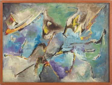 Jean Hebbeln Abstract Composition Oil on Board