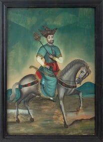 Mughal School Portrait Reverse Painted Glass
