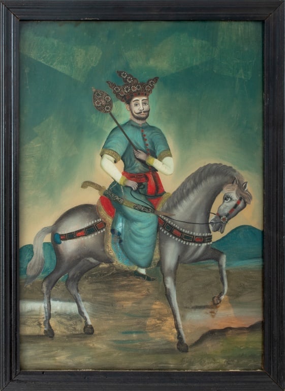 Mughal School Portrait Reverse Painted Glass (1 of 5)