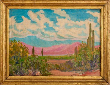 McIntyre Western Landscape Oil on Canvas Board