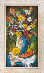 Jean-Rene Jerome Floral Still Life Oil on Canvas