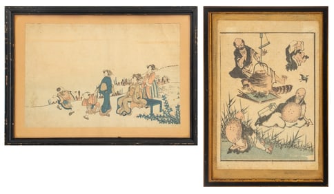 Japanese Figural Scenes Woodblock Prints, 2