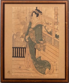 Kikugawa Eizan Standing Lady Woodblock Print