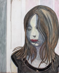 American School Portrait of a Woman Mixed Media