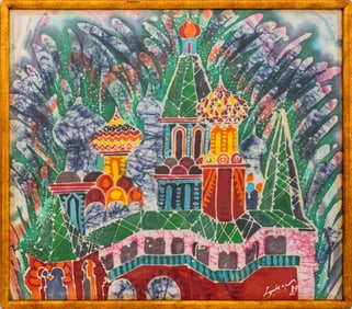 Russian Folk Art Batik on Cloth