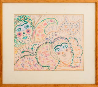 Eva Bouzard-Hui Abstract Composition Mixed Media