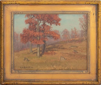 Dr. F. E. Roberts "Red Oaks" Oil on Canvas, 1929