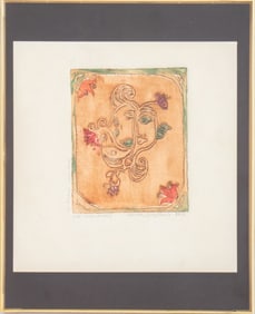 Hannah Ziegellaub "Cat/Bird Dreams" Etching, 1975